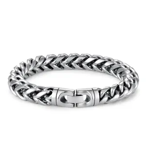 Classic polished stainless steel dragon bone Franco chain bracelet with jewelry clasp