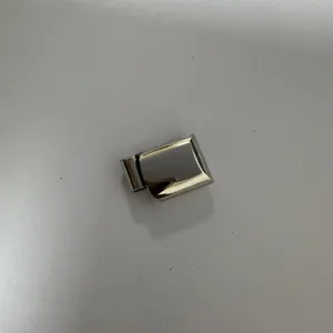 Macro view of a polished silver stainless steel magnetic clasp for jewelry making