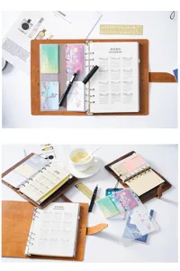 A5 A6 A7 Loose Leaf Leather Binder Notebook Planner Refillable Diary Organizer with PVC Pockets