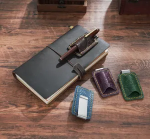 Handgemachte florale geprägte Leder Stifthalter Clip für Notizbuch Journal Zubehör.