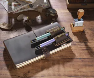 Handgemachtes echtes Leder TN Traveler Notizbuch mit doppeltem Stiftehalter Retro Tagebuch.