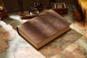Vintage handmade leather journal notebook, genuine leather diary sketchbook, rustic gift note.