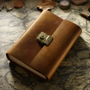 Vintage Leder Notizbuch mit Zahlenschloss, handgemachte Rindsleder Tagebuch Geschenk.