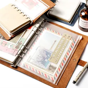 A5 A6 A7 6-ring loose-leaf leather notebook planner binder with zipper storage pouch