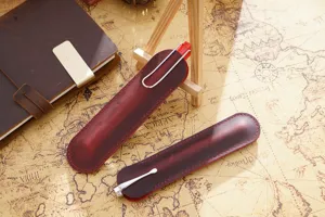 Handgemachte Vintage Echtleder Stifttasche Retro Stifteetui Geschenk für Füllfederhalter