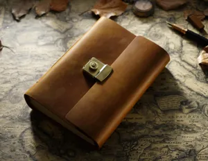 Vintage Echtleder Tagebuch Notizbuch mit Zahlenschloss, klassischer Retro Notizkalender Planer.