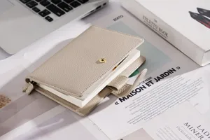 Beiges A6 Leder Hobo Planer Notizbuch Huelle Litchi Maserung tragbarer Tagebuch Organizer