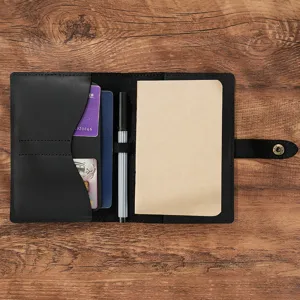 Genuine leather travel notebook cover vintage passport wallet organizer with card slots and pen holder