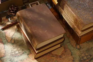 Vintage handmade leather journal notebook, rustic crazy horse leather diary sketchbook for gifts.
