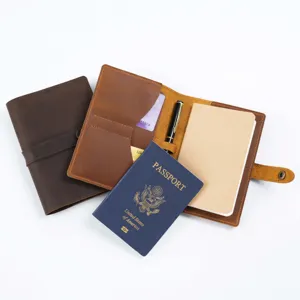 Genuine leather travel journal notebook vintage handmade diary planner passport holder