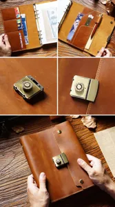 Vintage A5 Echtleder Ringbuch Notizbuch mit Zahlenschloss Buerotagebuch Business