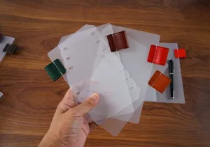 PP losbladig scheidingsblad met lederen penlus, transparant mat voor A5 A6 A7 notitieboeken.