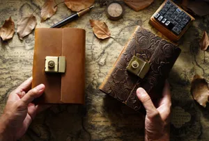 Echtes Leder Tagebuch Notizbuch mit Zahlenschloss im Vintage Stil, Retro Memo Geschenk.