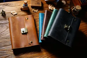 A5 Echtleder Vintage lose-Blatt Passwort Notizbuch, retro Business Tagebuch fuer das Buero.