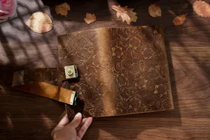 Vintage handmade genuine leather combination lock journal notebook for daily sketching.