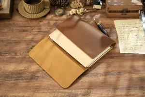 Vintage echtes Leder Reisetagebuch Notizbuch, dreifach gefaltetes Journal für kreative Notizen.