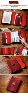 Vintage A5 Echten Leder Ringbuch Notizbuch mit Schloss, Multifunktions Büro Tagebuch Planer.