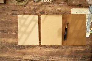 Vintage Echtleder Reise Notizbuch Tagebuch Retro Notizheft mit Kraftpapier Einlagen