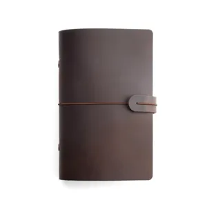 Vintage brown leather loose-leaf notebook traveler journal diary office business notepad