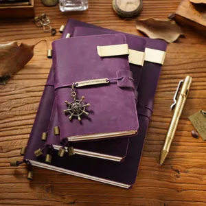 Purple leather travel journal notebook vintage daily planner diary organizer note book