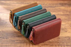 A6 leather zipper notebook cover, vintage genuine cowhide journal planner binder organizer.