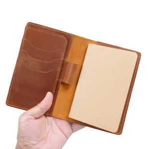 Vintage Echtleder Reisejournal Notizbuch mit Kartenfächern und Stiftehalter für den Alltag.