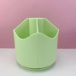 Boîte de rangement de bureau rotative en plastique multi-compartiments pour stylos et pinceaux