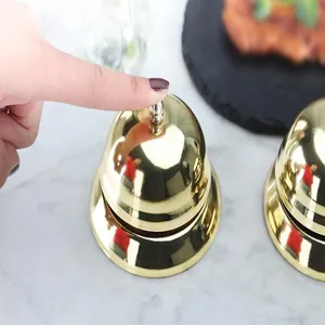 Timbre de servicio de metal dorado para escritorio, aula y juegos, diseño duradero.