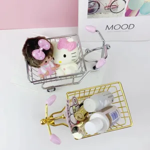 Mini Iron Bicycle Storage Cart Cute Desktop Organizer Makeup Holder Display Stand Cute Decor