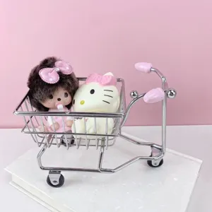 Mini iron tricycle desktop storage cart cute pink cart ornament for student desk decoration new style