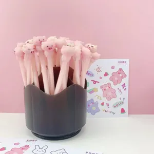 Organisateur de bureau rotatif à 360 degrés avec stylos gel cochons mignons et grande capacité.
