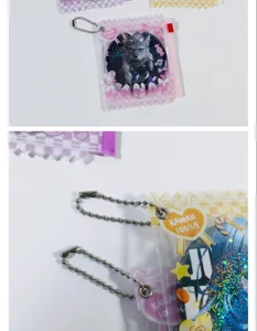 PVC candy badge storage bag cute ita bag transparent pin holder with metal ball chain display