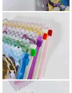PVC candy badge storage bag detail view, multi-color checkered design with zipper.