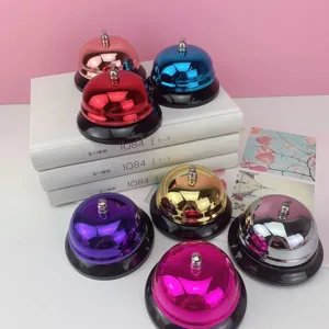 Campana de escritorio de metal colorido, timbre de servicio para restaurante escuela y juego.