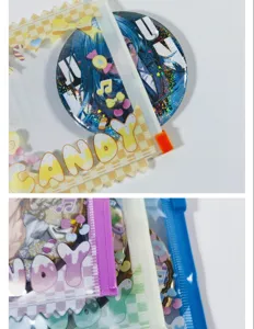 Transparent PVC candy badge storage bag ita bag pin display protector anime collector case