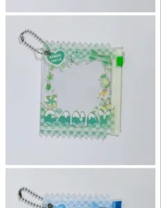 Clear transparent PVC candy badge storage bag ita bag badge holder with keychain.