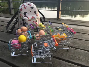 Mini metalen winkelwagentje speelgoed, creatieve bureau opbergmand voor bar en cafe