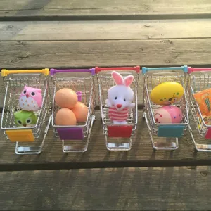 Mini metalen winkelwagen desktop opslag organizer voor make-up spons snacks en restaurant tafel decor
