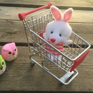 Mini metaal winkelmandje speelgoed bureel opbergmand schattige trolley container thuis