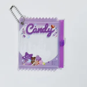 Purple transparent PVC candy shaped badge storage bag ita bag with chain for daily use
