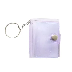 Mini porte-clés album photo pailleté mignon 1 2 pouces porte-photocarte pendentif portable