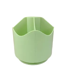 Pot à crayon rotatif vert organisateur de bureau multicompartiment pour papeterie et pinceaux