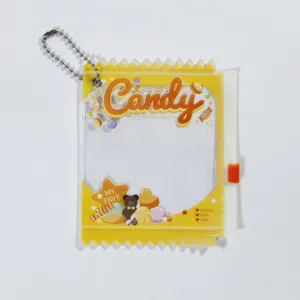 Transparent PVC candy shape badge holder cute itabag pin display pouch with ball chain.