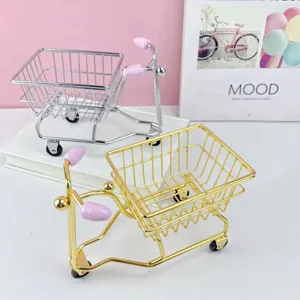 Mini Iron Tricycle Storage Basket Desktop Organizer Metal Simulation Cart Craft Ornament For Office Home Decor