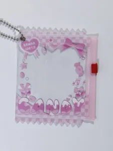Transparent PVC Candy Bag Badge Storage Pouch Ita Bag Sweet Style Clear Candy Wrapper Design Coin Purse With Chain