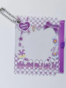 Clear PVC badge holder pain bag with candy design, cute storage pouch for pins and keychains.