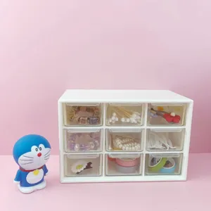 Desktop Plastic Storage Box Nine Grid Transparent Drawer Organizer Multifunctional Sundries Stationery Makeup Storage