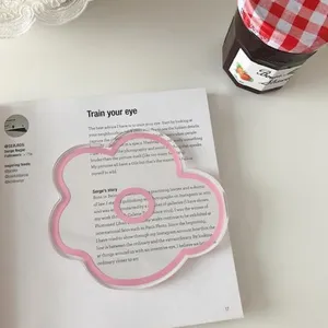 Transparent acrylic flower coaster, pink outline aesthetic table mat and photo prop for home.