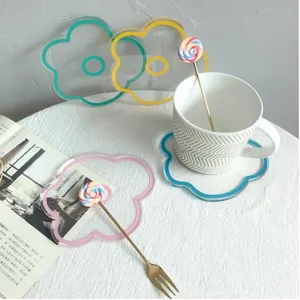 Acrylic flower coaster set ins style cute cup mat table decor home photography prop