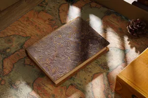 Vintage embossed leather journal notebook handmade sketch diary for creative writing and gift